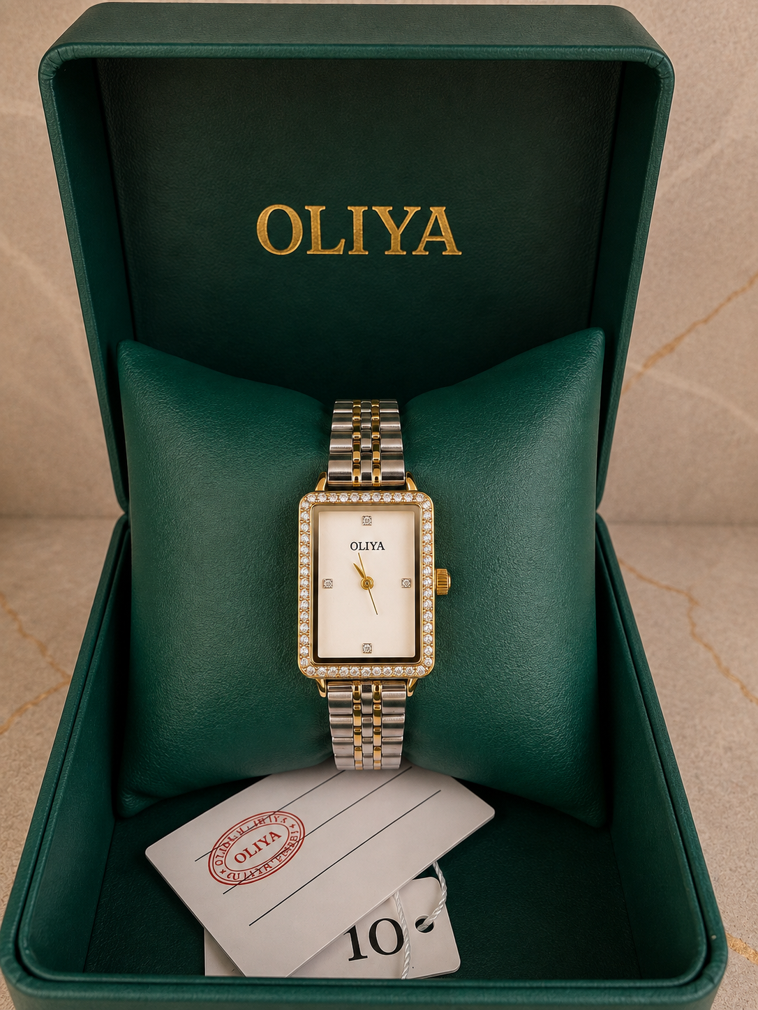 OLIYA Women's Gold Classic Date Watch – Silver Dial