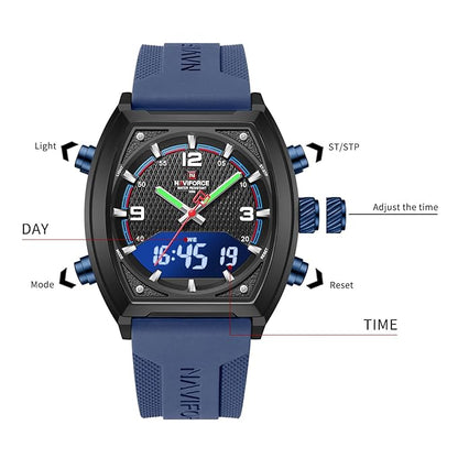 NAVIFORCE NF9242 Dynamic Racing Style Multifunctional Analog-Digital Watch
