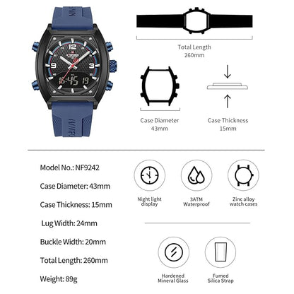 NAVIFORCE NF9242 Dynamic Racing Style Multifunctional Analog-Digital Watch