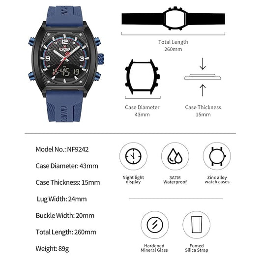 NAVIFORCE NF9242 Dynamic Racing Style Multifunctional Analog-Digital Watch