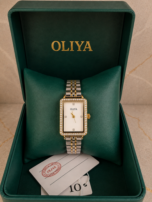 OLIYA Women's Gold Classic Date Watch – Silver Dial