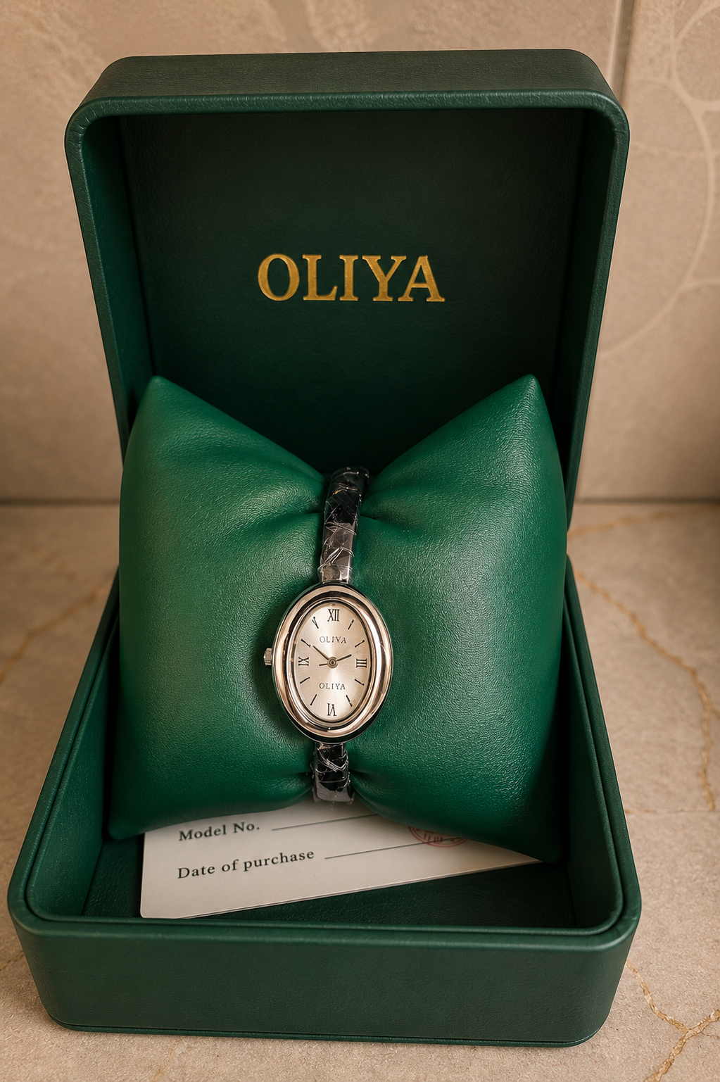 OLIYA Women's Slim Oval Watch – White Roman Numeral Dial