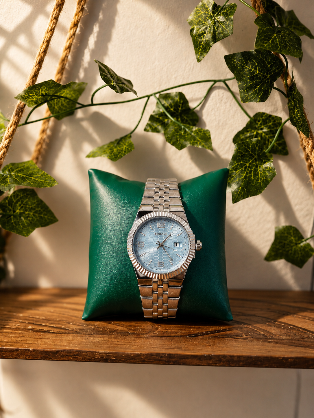 OLIYA Men's Silver Watch – Ice Blue Textured Dial